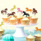 Keaziu Horse Cupcake Toppers - 32 Pack Paper Animal Racing Party Picks - Equestrian Theme Decorations
