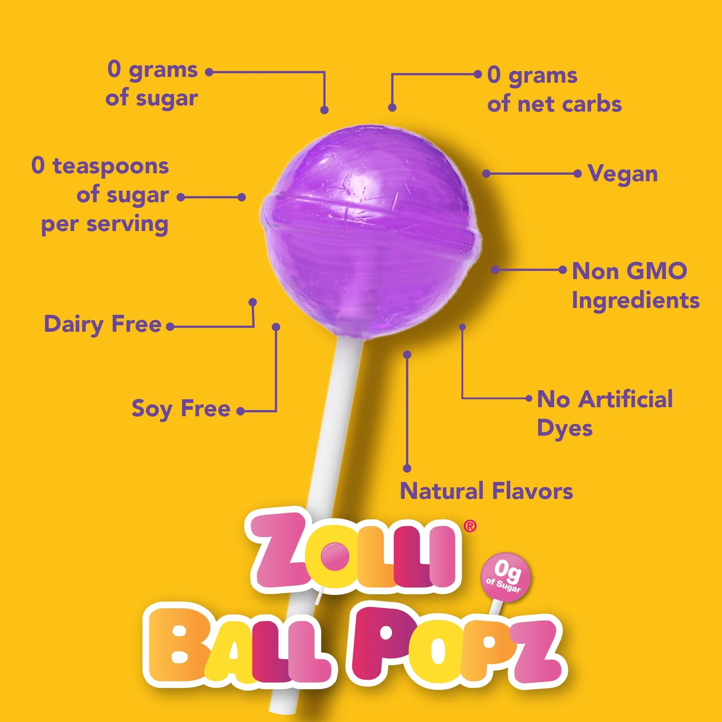 Zolli Ball Popz Clean Teeth Lollipops - Anticavity Sugar-Free Candy For Healthy Smiles, Great For Kids - 5.2 Ounce Pack