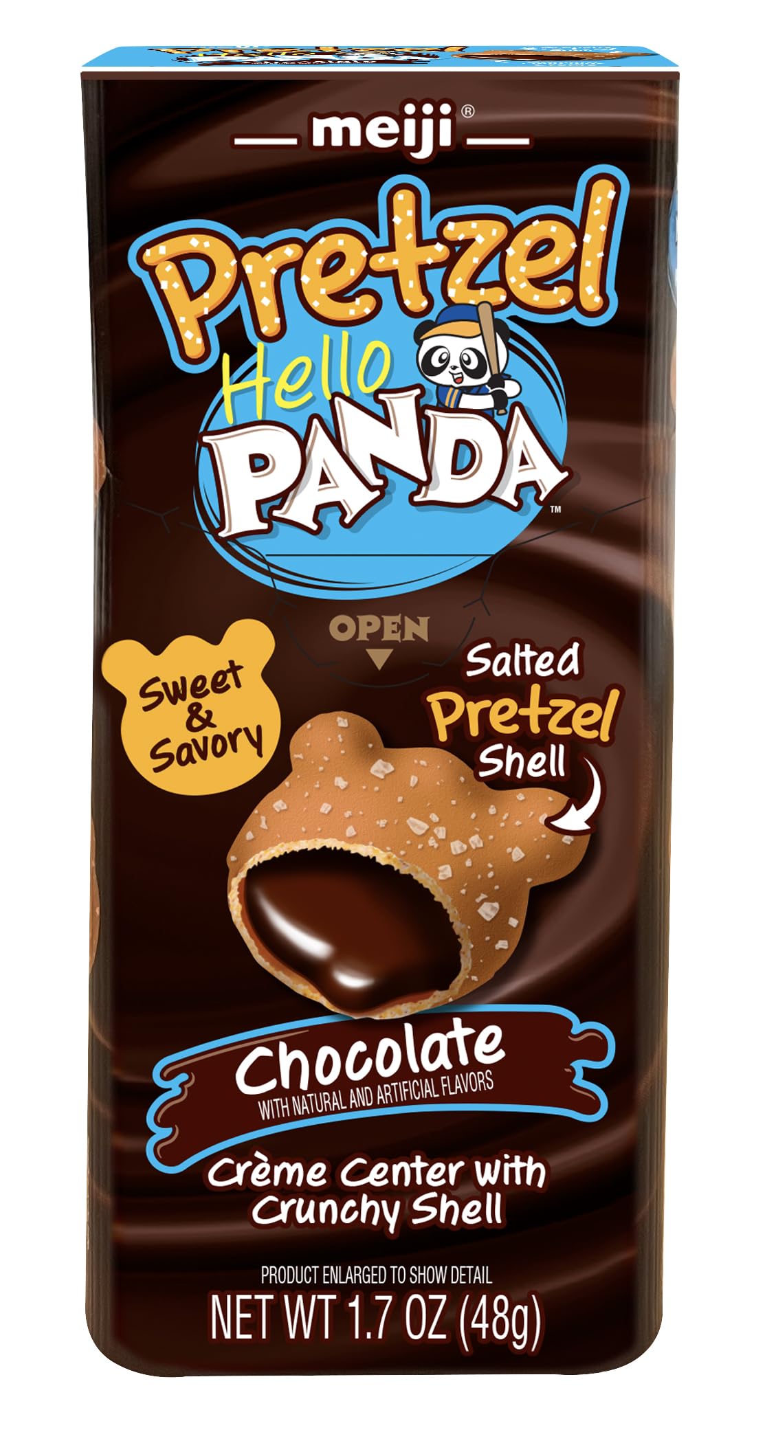 MEIJI Hello Panda Pretzel Cookies, Chocolate Crme Filled - 1.7oz, Pack of 10 - Crunchy Pretzel Shell with Smooth Delicious Crme