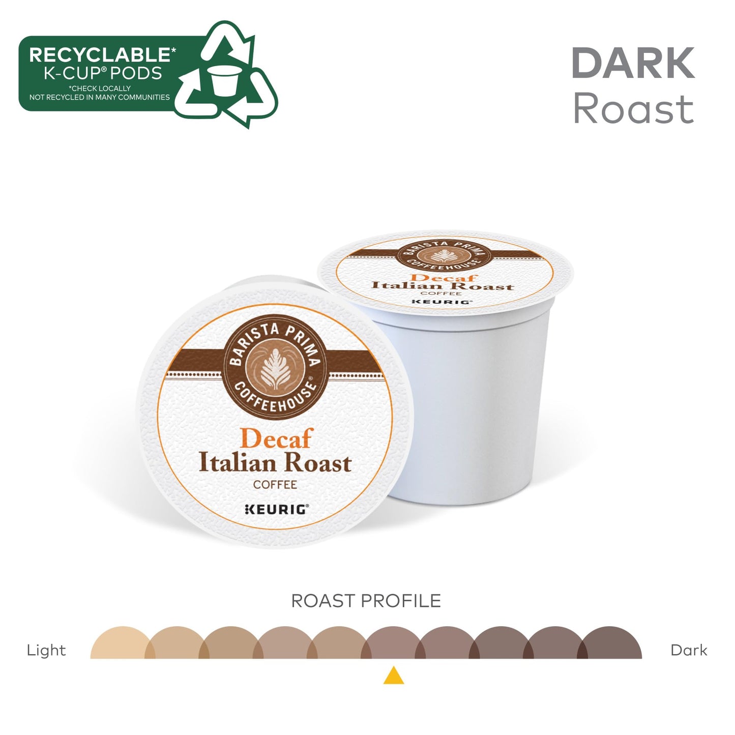 Barista Prima Coffeehouse, Italian Roast Decaf Keurig Single Serve K-Cup Pods, 96 Count