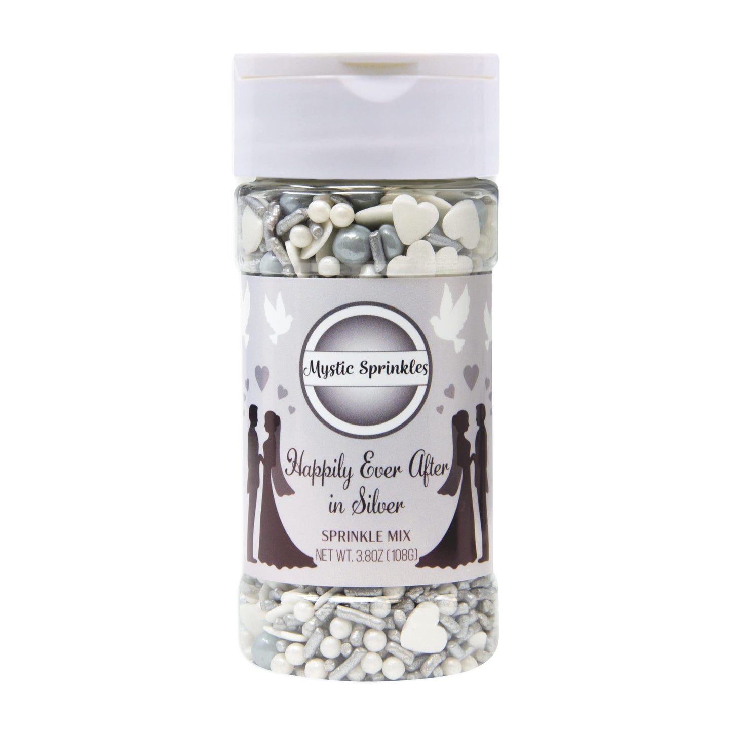 Mystic Sprinkles Wedding/Bridal Sprinkles Mixes (Happily Ever After In Silver Sprinkle Mix 3.8Oz)