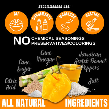 Eatons Jamaican Scotch Bonnet Pepper Sauce - Sweet, Spicy, Flavorful Hot Sauce - Use as Glaze for Chicken Wings - Condiment for