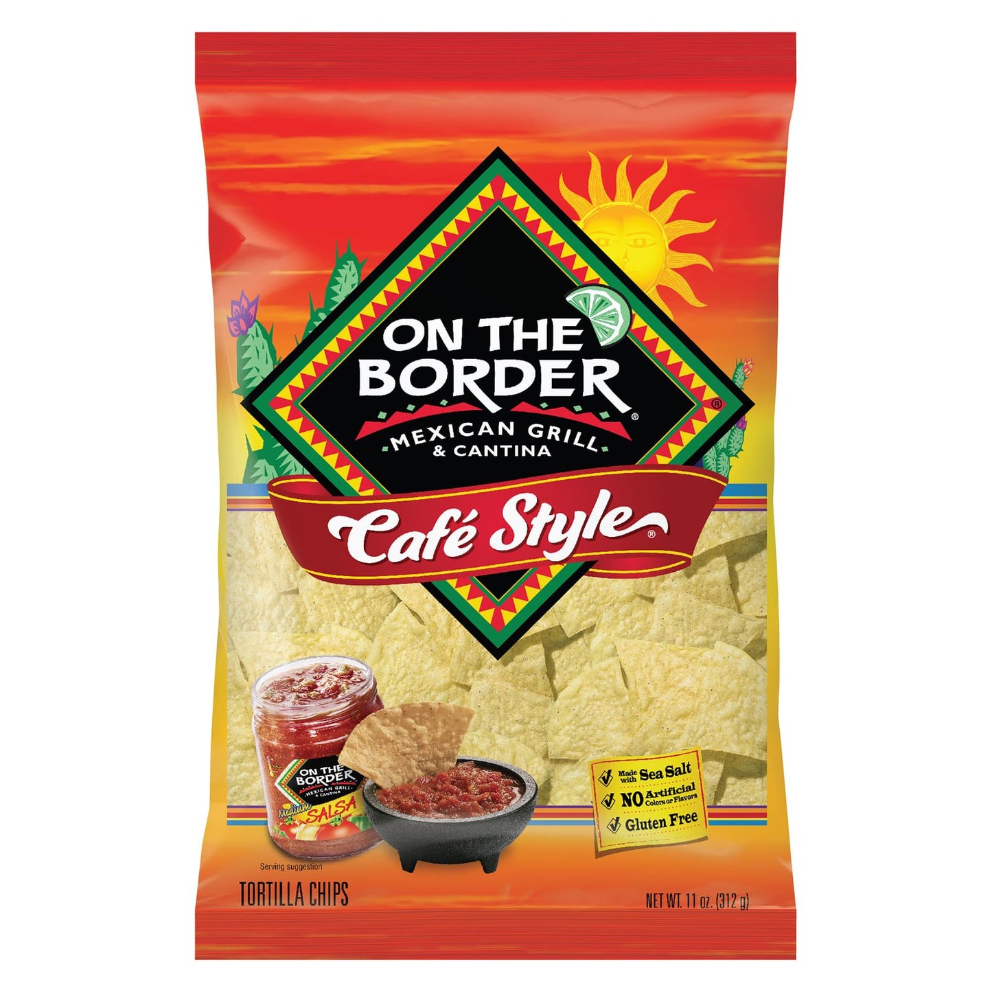 On The Border Cafe Style Tortilla Chips 11 Oz (Pack Of 3)