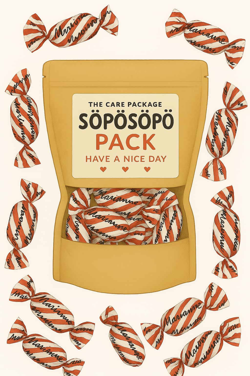 SÖPÖSÖPÖ Scandinavian Treat Pack - Marianne Peppermint Candies with Chocolate Filling - 150g Nordic Candy Bag - Palm Oil Free