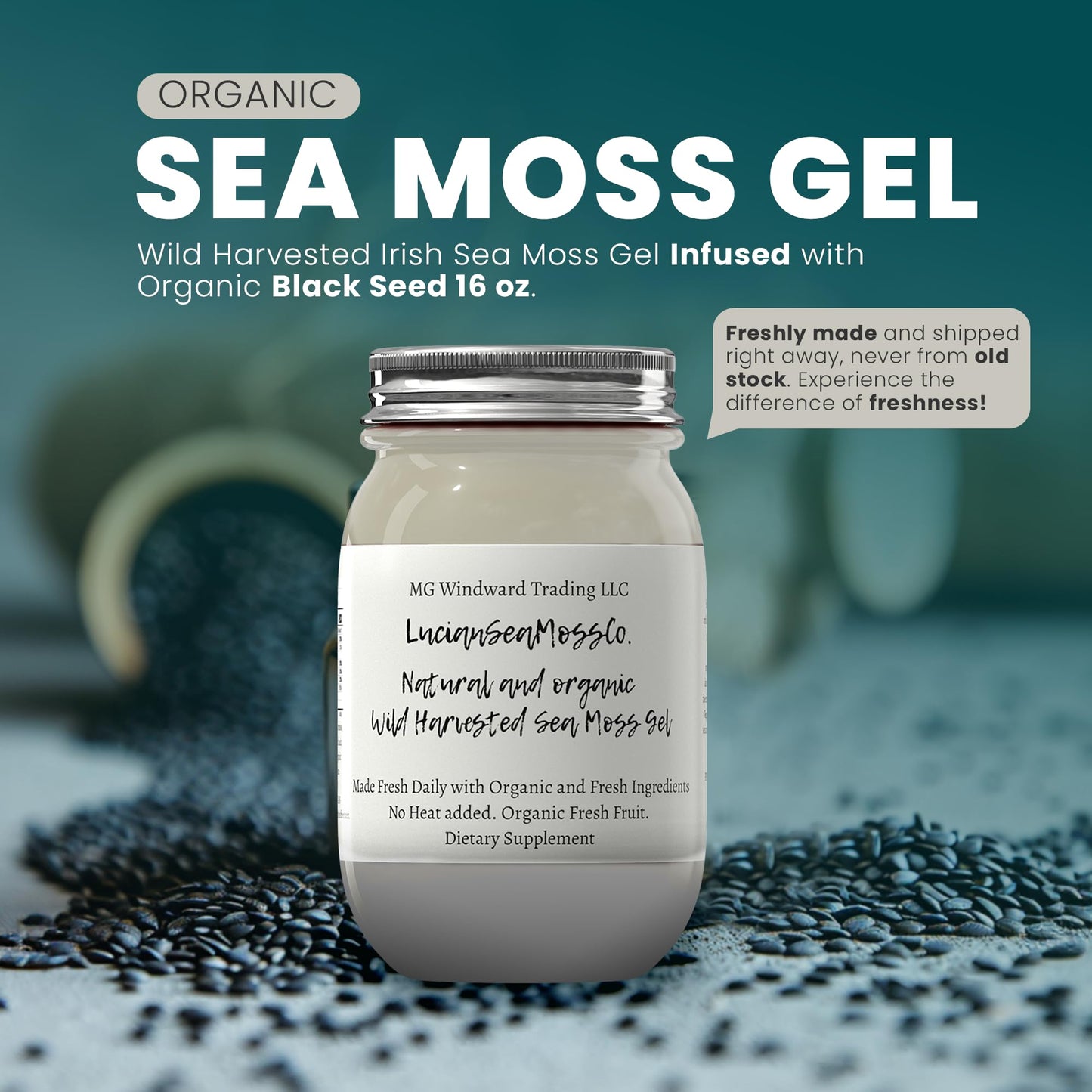 MG Windward Trading LLC Pina Colada Sea Moss Gel Organic 16 oz Fresh Fruit Infused