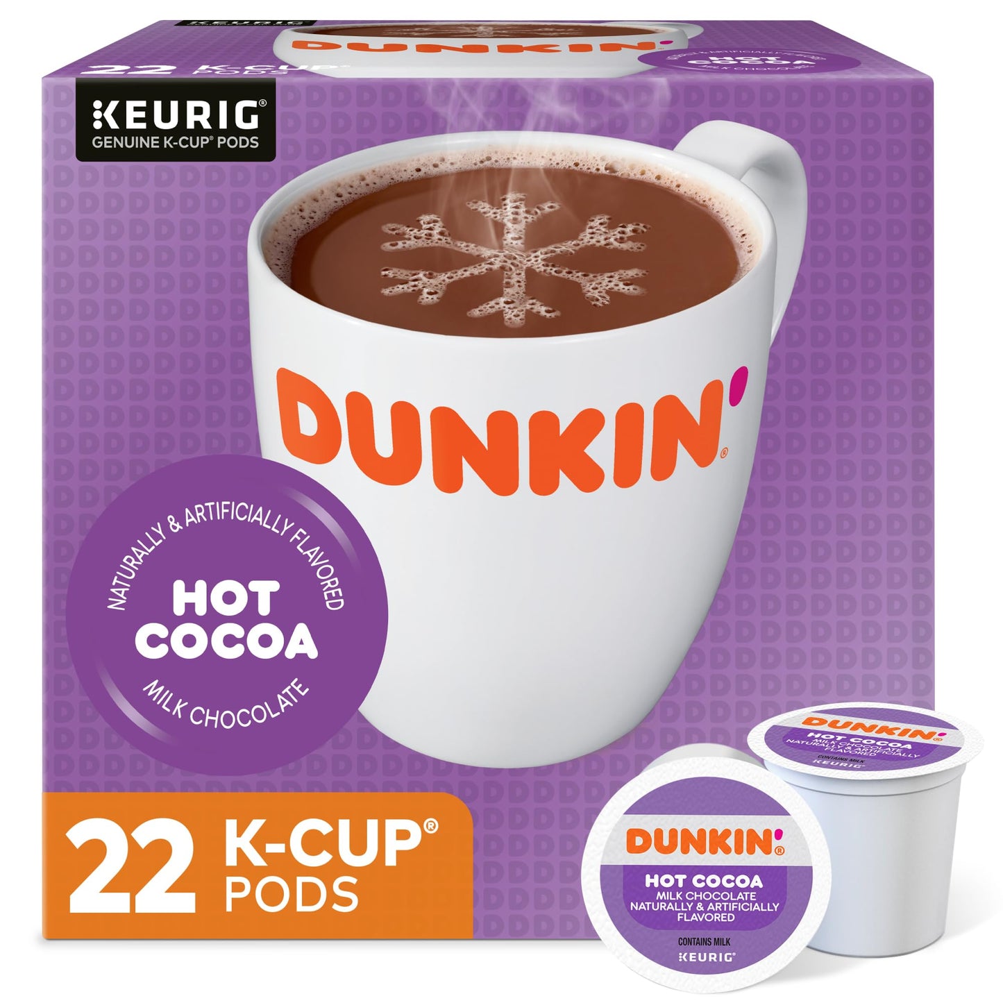 Dunkin Donuts Milk Chocolate Hot Cocoa K-Cup Pods, 22 Count Box