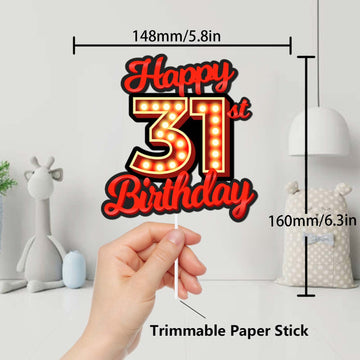 Happy 31St Birthday Cake Topper Fluorescent Flashing Night Out Hen Movie Nightclub Theme Decor Supplies Woman Man Happy Birthday