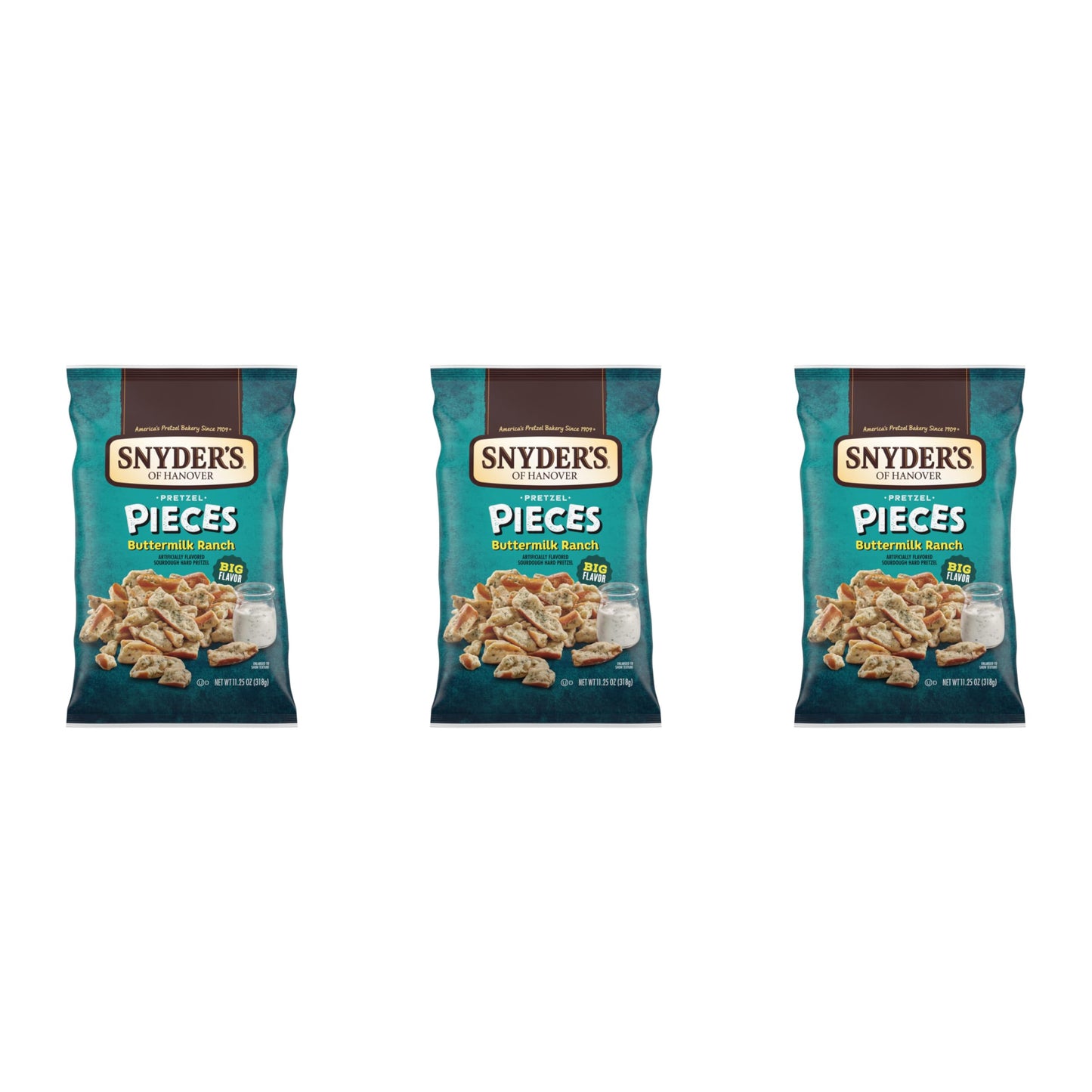 Snyders of Hanover Buttermilk Ranch Flavored Pretzel Pieces, 11.25 Oz (Pack of 3)