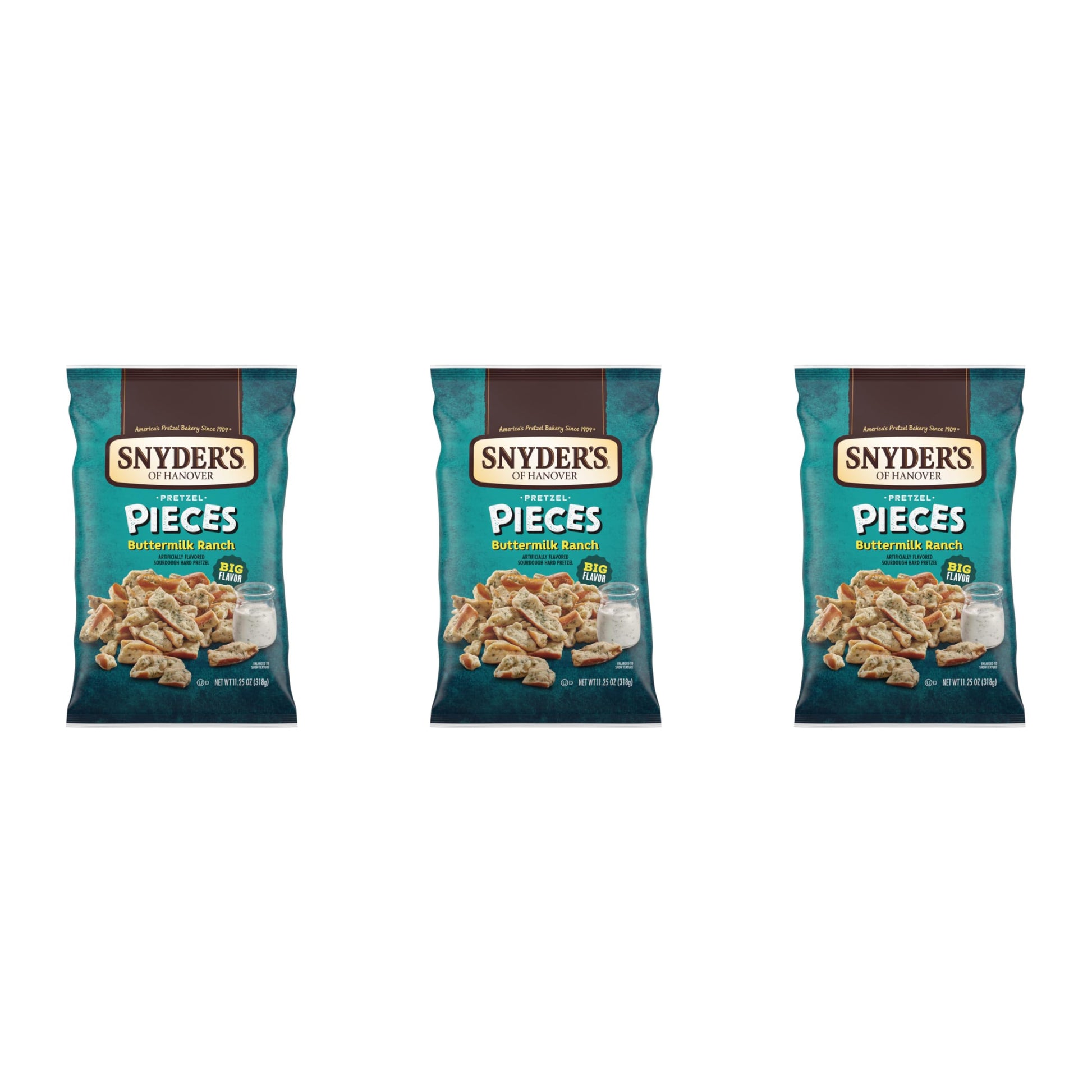 Snyders of Hanover Buttermilk Ranch Flavored Pretzel Pieces, 11.25 Oz (Pack of 3)