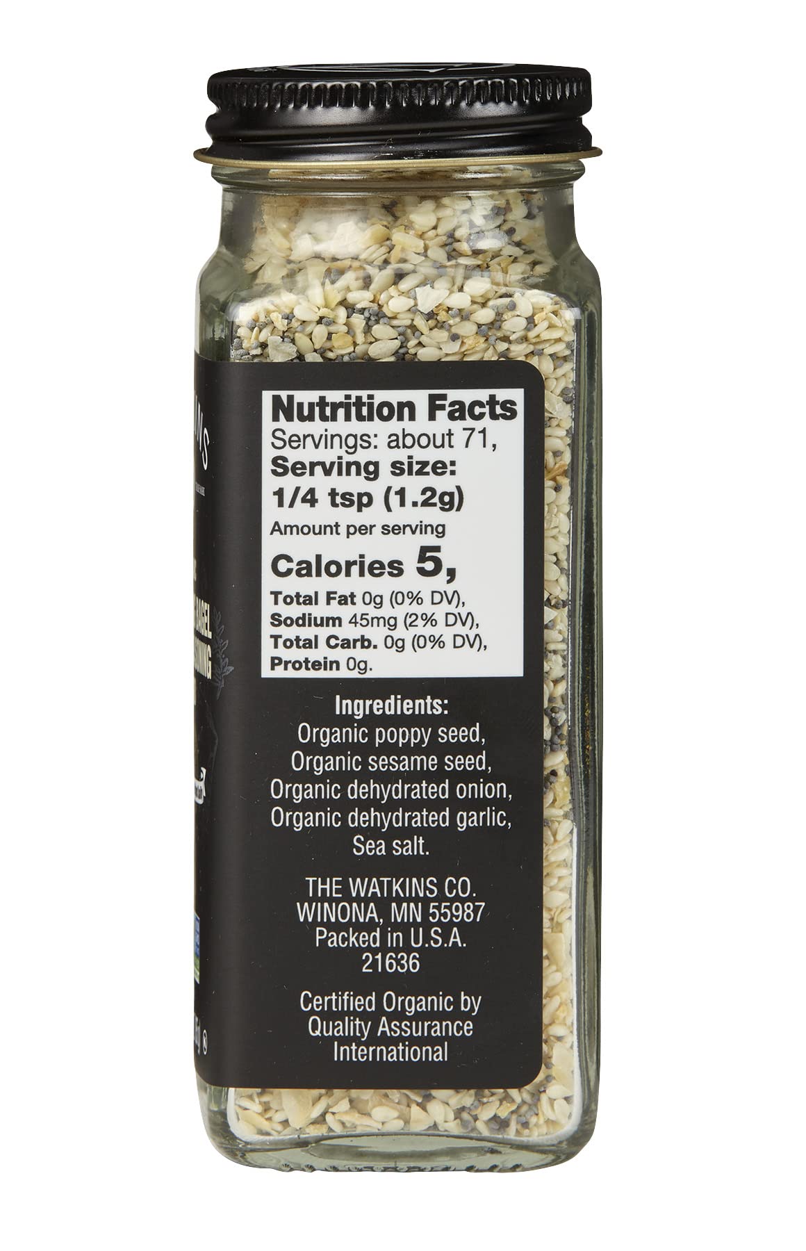 Watkins Gourmet Organic Everything Bagel Sesame Seasoning Blend, 3 oz Bottle, 3-Pack