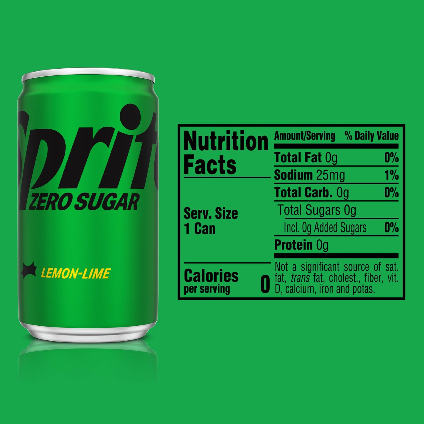 Sprite Zero Sugar Diet Soda, Lemon Lime, 7.5 fl oz, Pack of 10, Clear