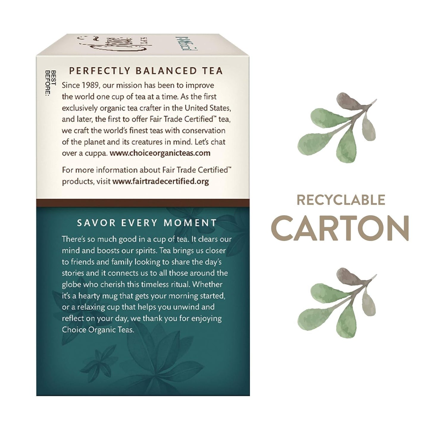 Choice Organic Teas Organic Peppermint Tea - Caffeine Free - 16 Herbal Tea Bags - 1 Pack - Compostable