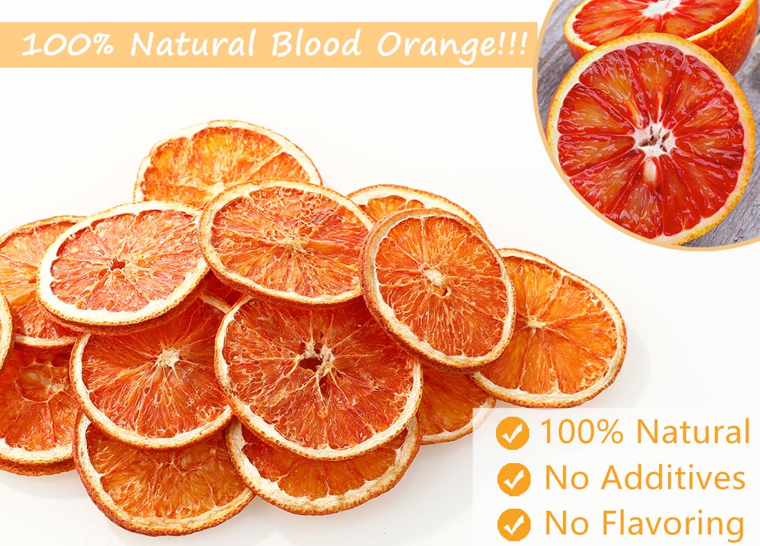 Premium Dried Blood Orange Slices,4.5Oz/128g,Dehydrated Blood Orange for Cocktails,NO Addtives & No Sugar Added.