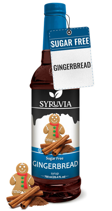 Syruvia Sugar-Free Gingerbread Coffee Syrup - 25.4 fl oz Premium Coffee Flavoring Syrup - 0 Calorie- Kosher Coffee Syrups, Glute