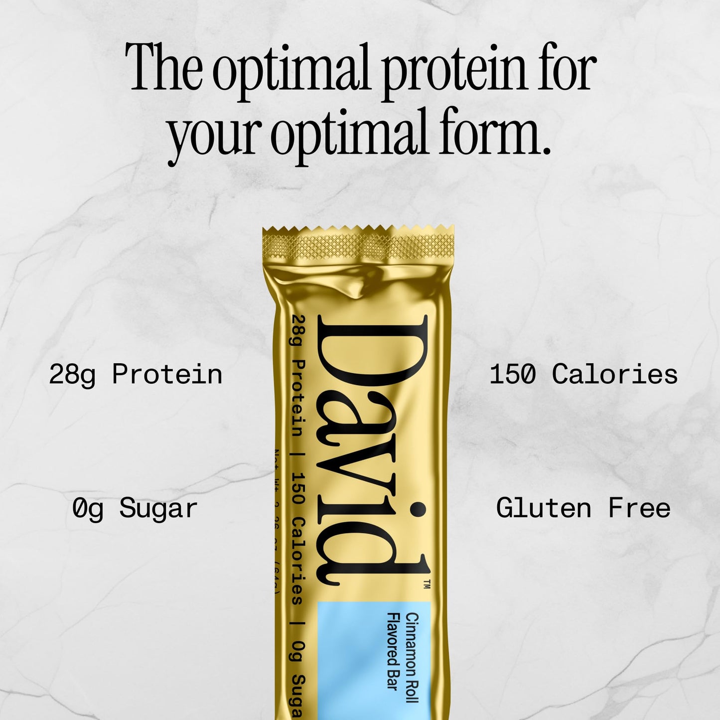 David Protein Bar, Cinnamon Roll Flavor, 28g Protein, 150 Calories, Pack of 12 Bars