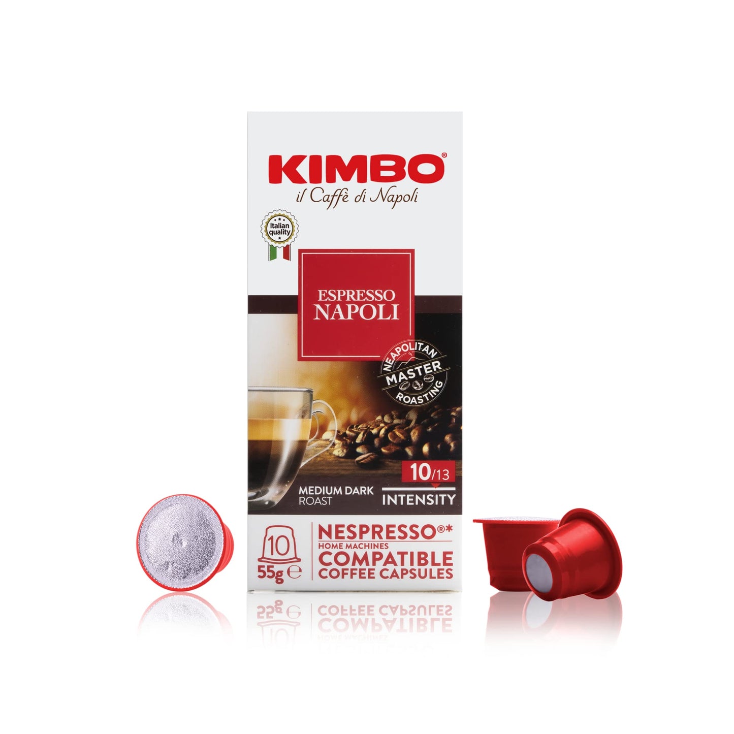 Kimbo Espresso Napoli Coffee Capsules - Medium to Dark Roast - 10 Count - Compatible with Single Serve Machines
