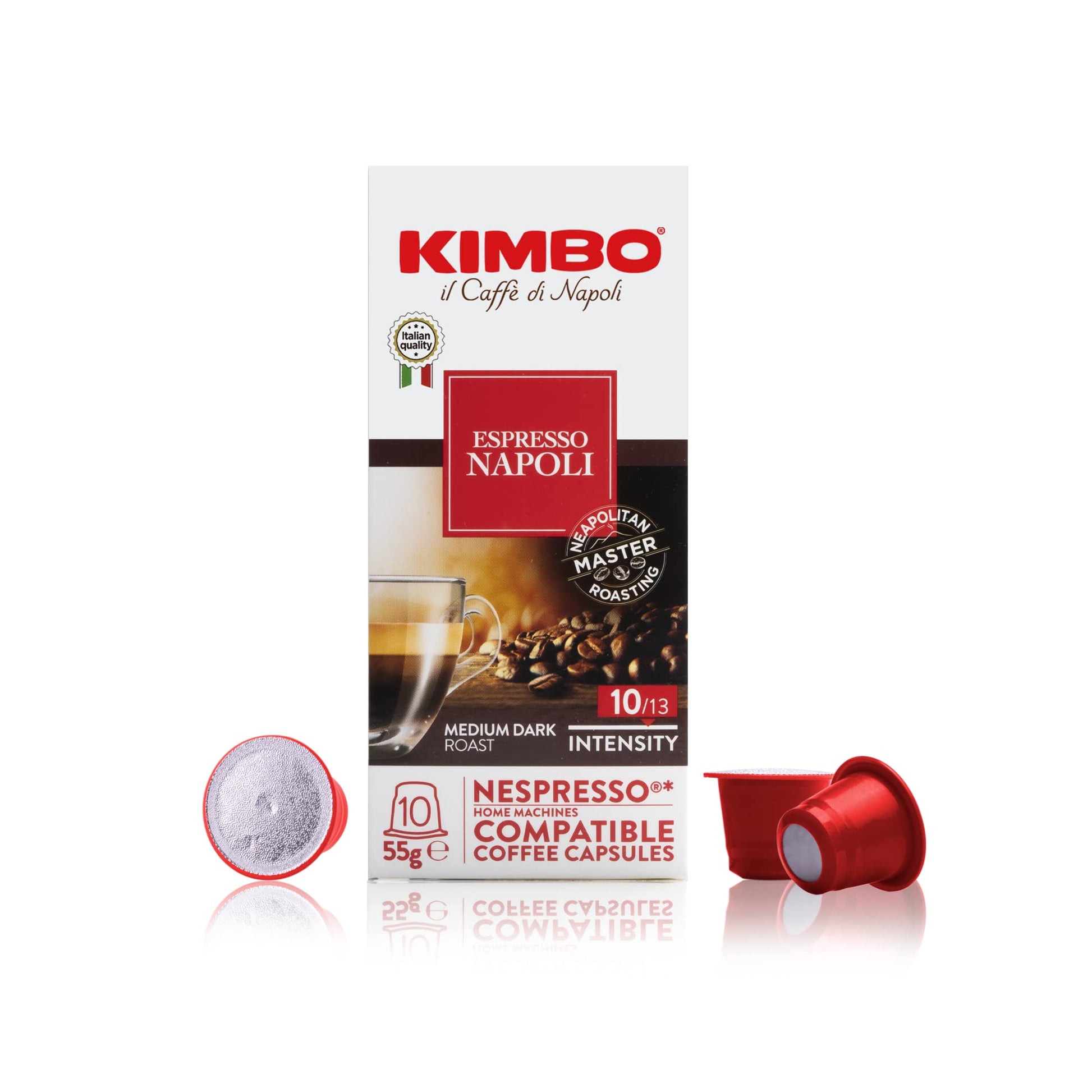 Kimbo Espresso Napoli Coffee Capsules - Medium to Dark Roast - 10 Count - Compatible with Single Serve Machines