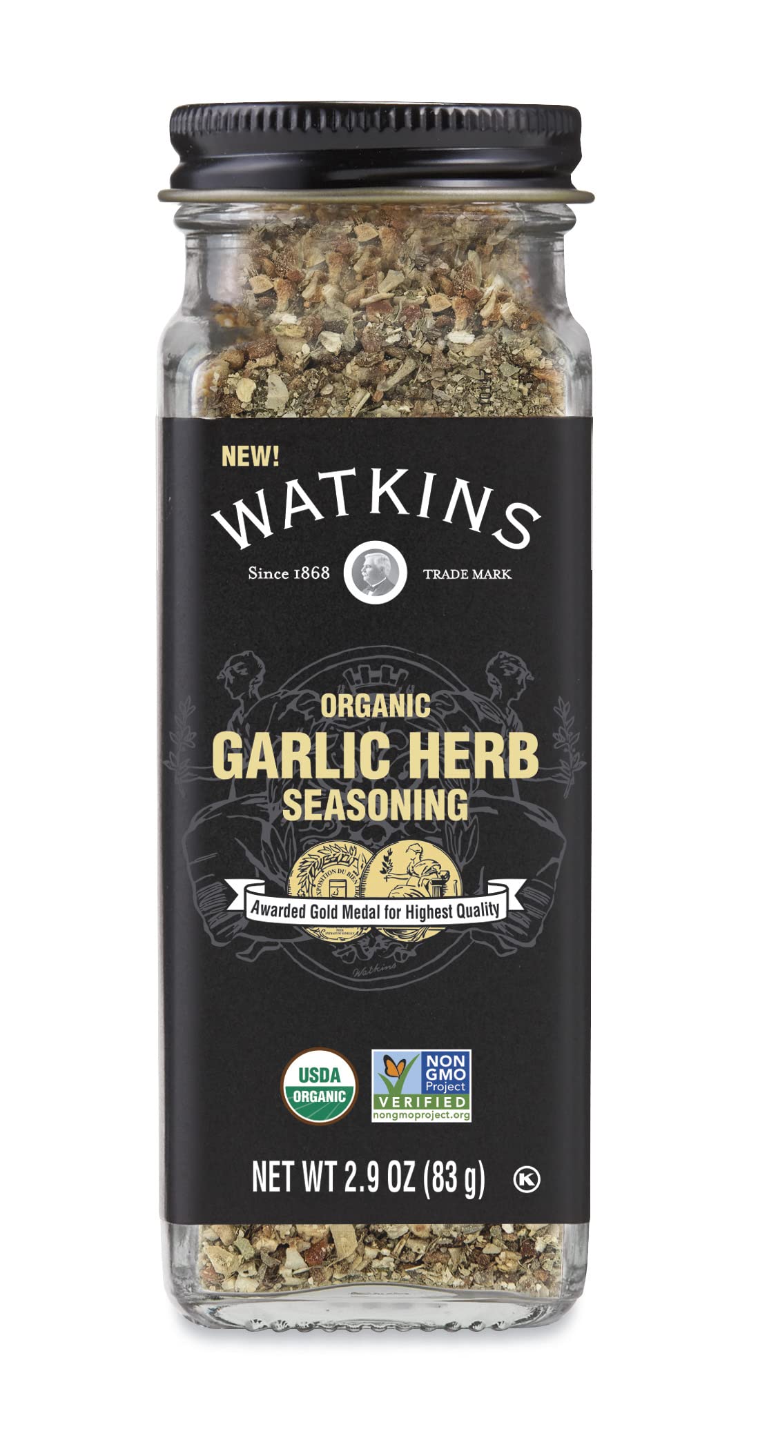 Watkins Gourmet Organic Spice Jar, Garlic Herb, 2.9 Oz, 1 Count