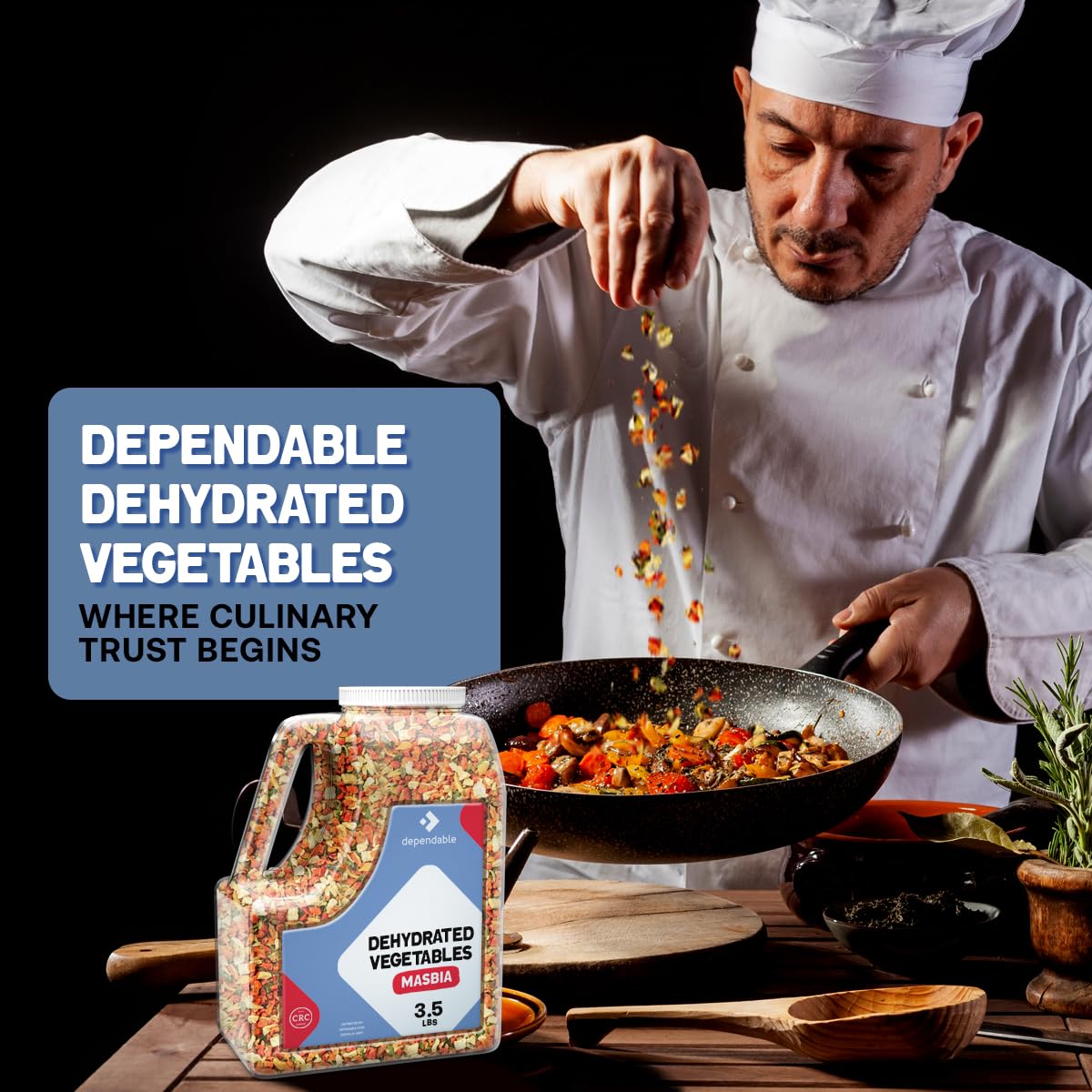Dependable Foods Dehydrated Vegetables - 3.5 Lb. Bulk Jar - 100% Natural, Non-Gmo, Salt-Free, Gluten-Free | Kosher, | All- Natur
