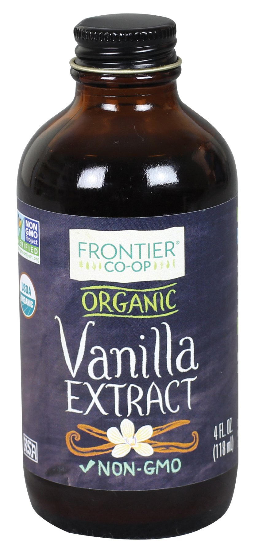 Frontier Co-op Organic Vanilla Extract, 4 Ounce Glass Jar, Buttery Sweet, No Added Sugars