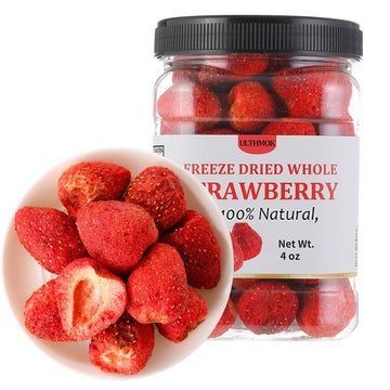 Premium Freeze Dried Strawberries 4 Oz/114g,Whole Big Frozen Dried strawberry,100% Natural,No Additives .