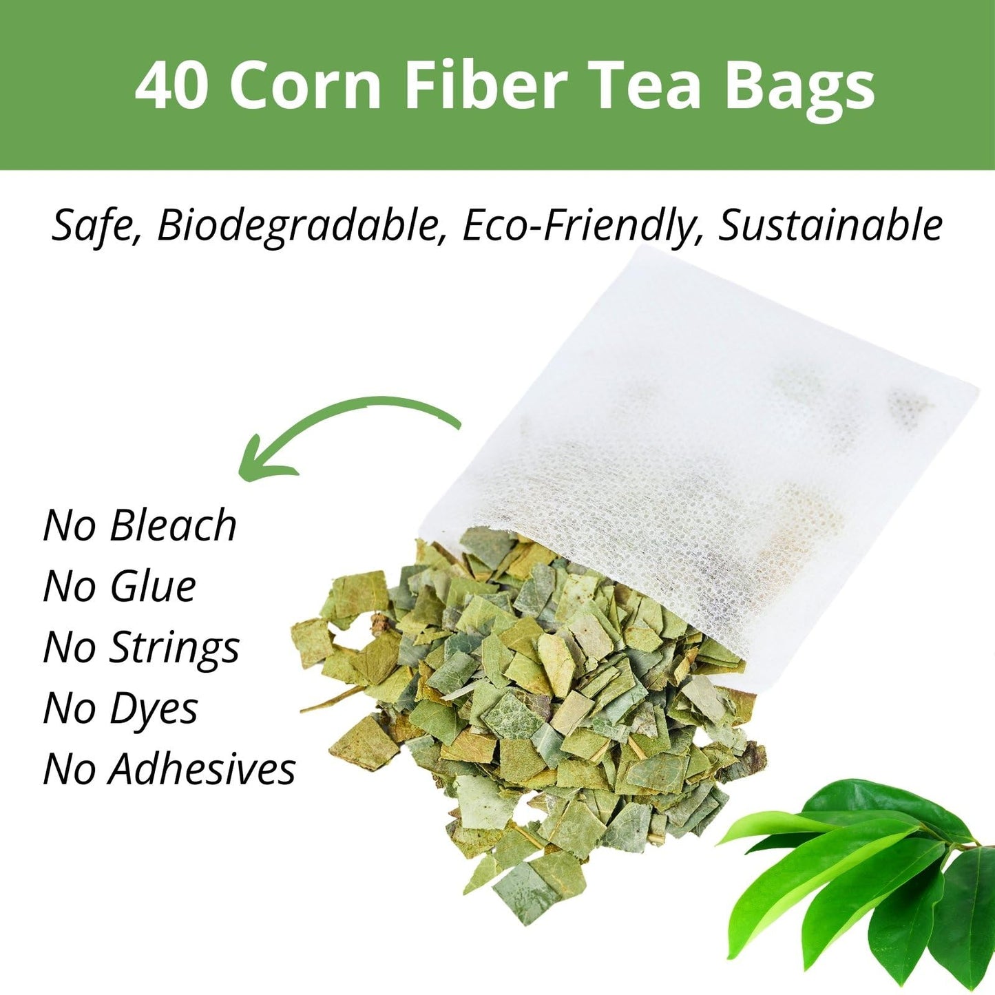 VitalForest Soursop Leaves Tea Bags - 40 Dried Tea Bags - Herbal Infusion