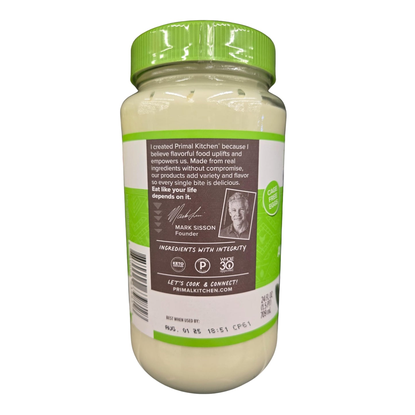 Prima Kitchen Mayo With Avocado Oil, Real Mayonnaise, Cage-Free Eggs, Sugar Free, 16 Oz With Free Dish Scrubber