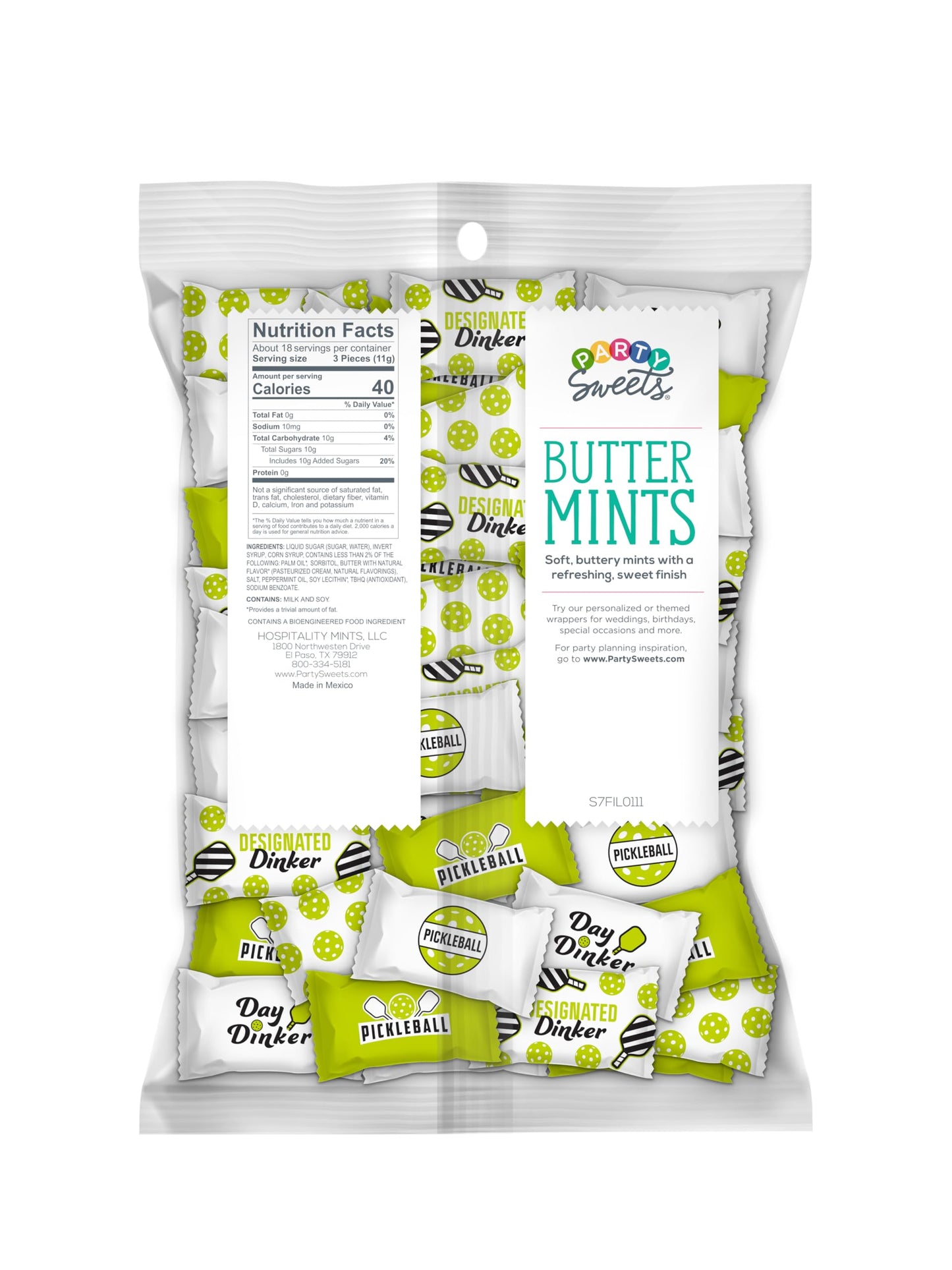 Party Sweets Pickleball Mints By Hospitality Mints, Appx 300 Mints, 7-Ounce Bags (Pack Of 6)