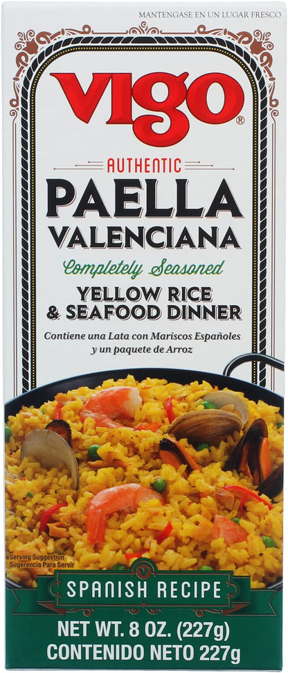 Vigo Authentic Paella Valenciana, Yellow Rice & Seafood Dinner, Spanish Recipe (Yellow Rice & Seafood Dinner, 8 Ounce (Pack of 6