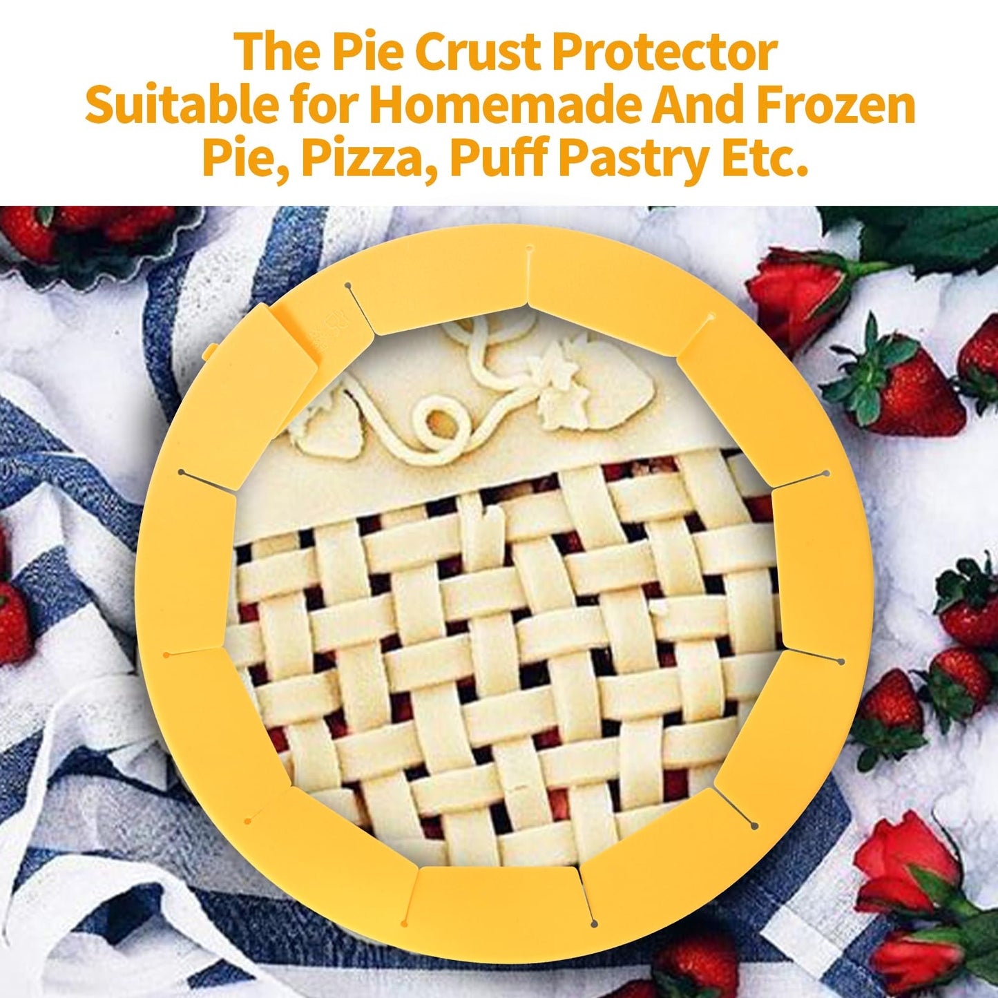 HOHUIGO Silicone Pie Crust Shield, Heavy Duty Pie Crust Protector for edge Cover for Pie 8-10.5 Inch Kitchen Gadget for Baking P