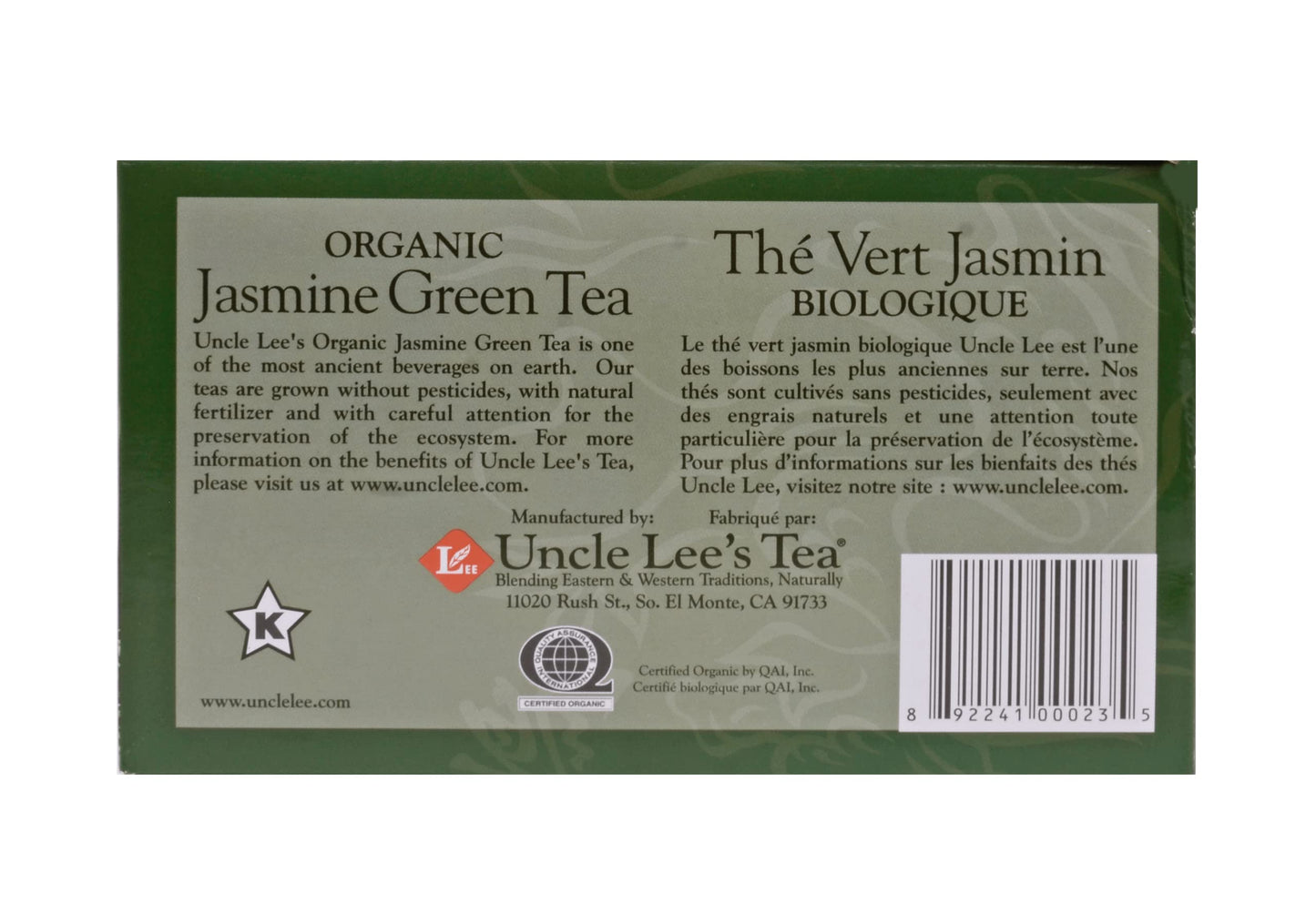 Uncle Lees Organic Jasmine Green Tea Bags, 40 Count – Antioxidant-Rich, Low Caffeine, Naturally Uplifting Blend