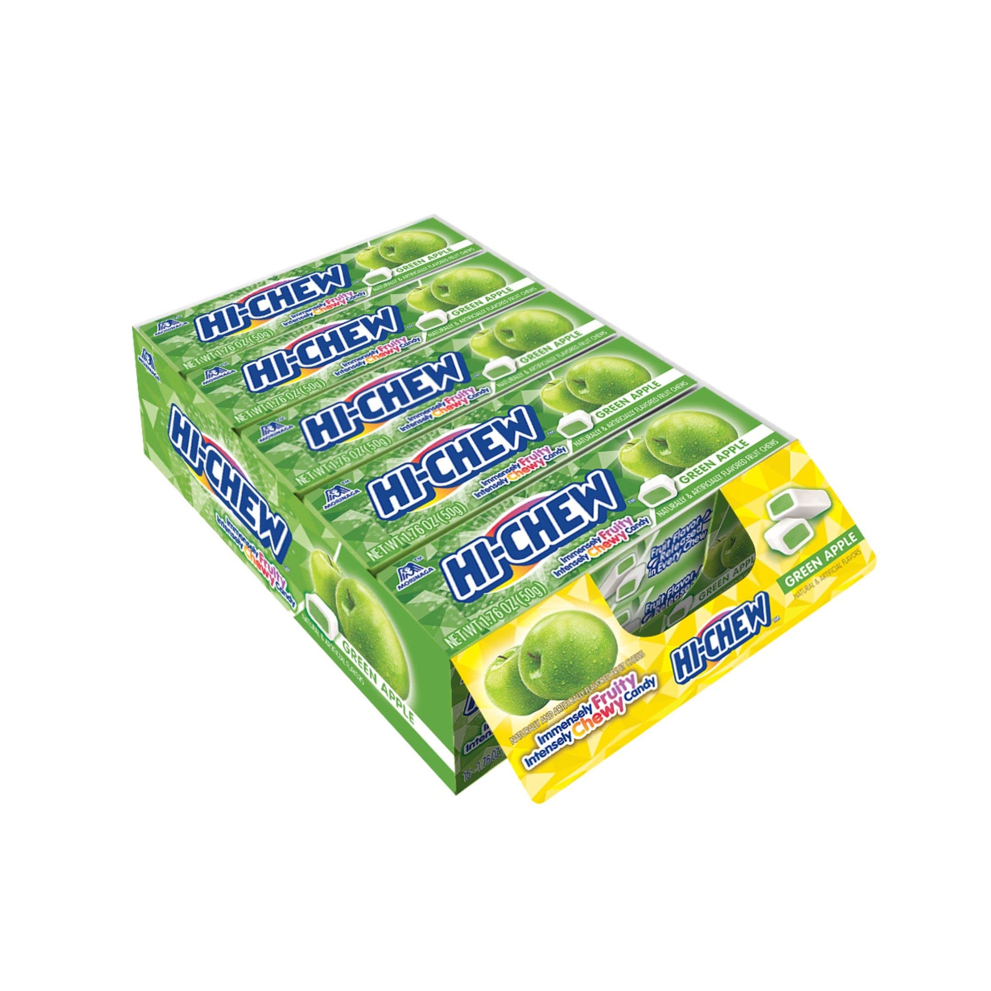Hi-Chew Green Apple - Box Of 15 Sticks, 1.76Oz Ea | Unique Fun Soft & Chewy Taffy Candy | Immensely Juicy Fruit Flavors
