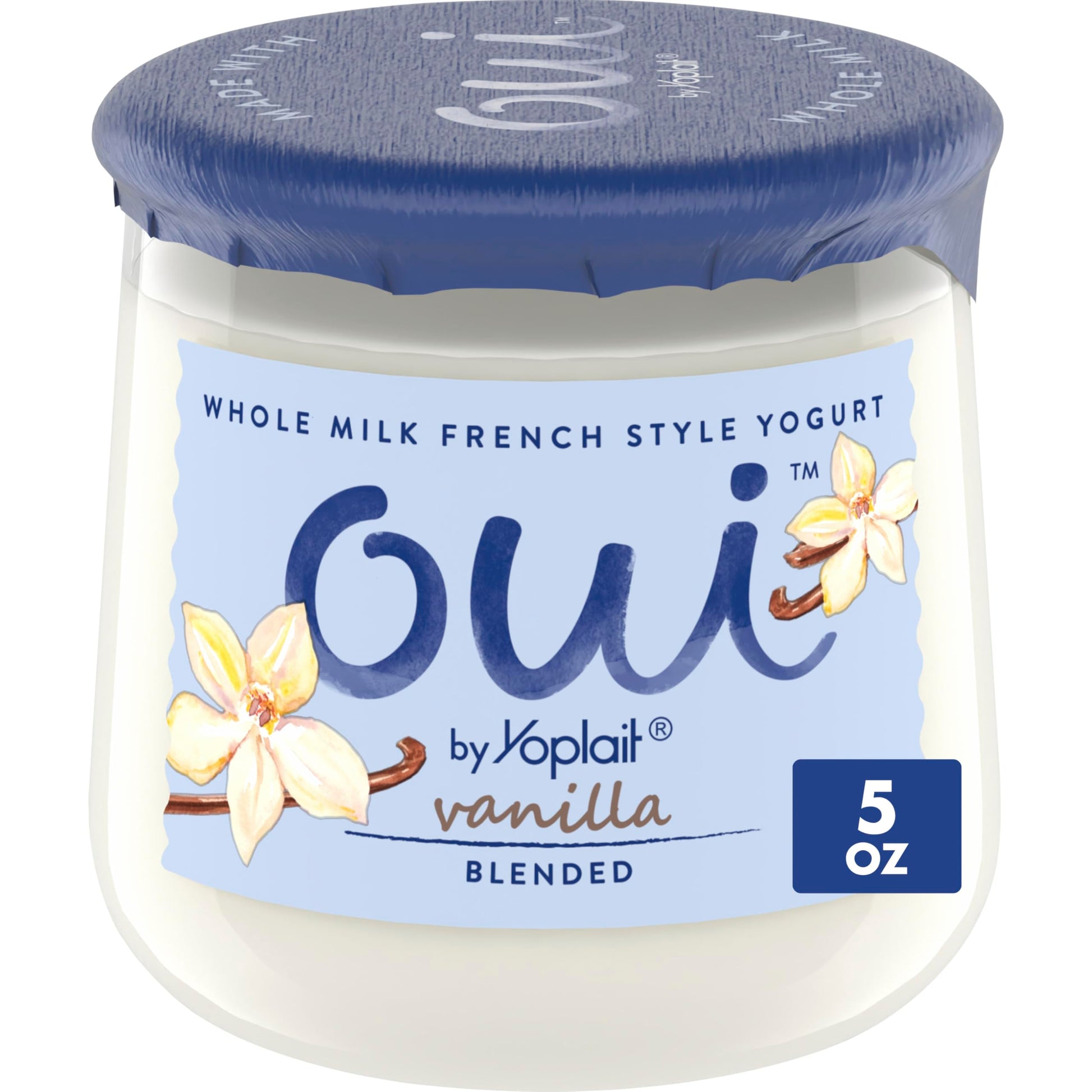 Oui by Yoplait Vanilla Whole Milk Yogurt, French Style Yogurt Snack, 5 OZ Glass Yogurt Jar