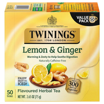 Twinings Tea, Tea, Lemon & Ginger, Pack Of 6, Size 50 Bag - No Artificial Ingredients6