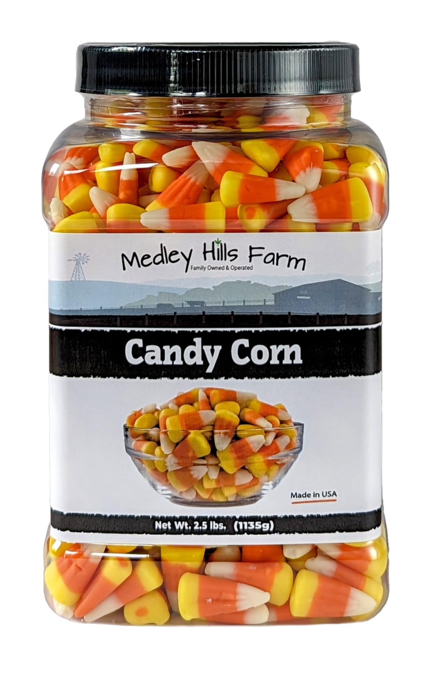 Candy Corn By Medley Hills Farm 2.5 Lbs. In Reusable Container - Old Fashioned Candy Corn Classic - Bulk Candy Corn