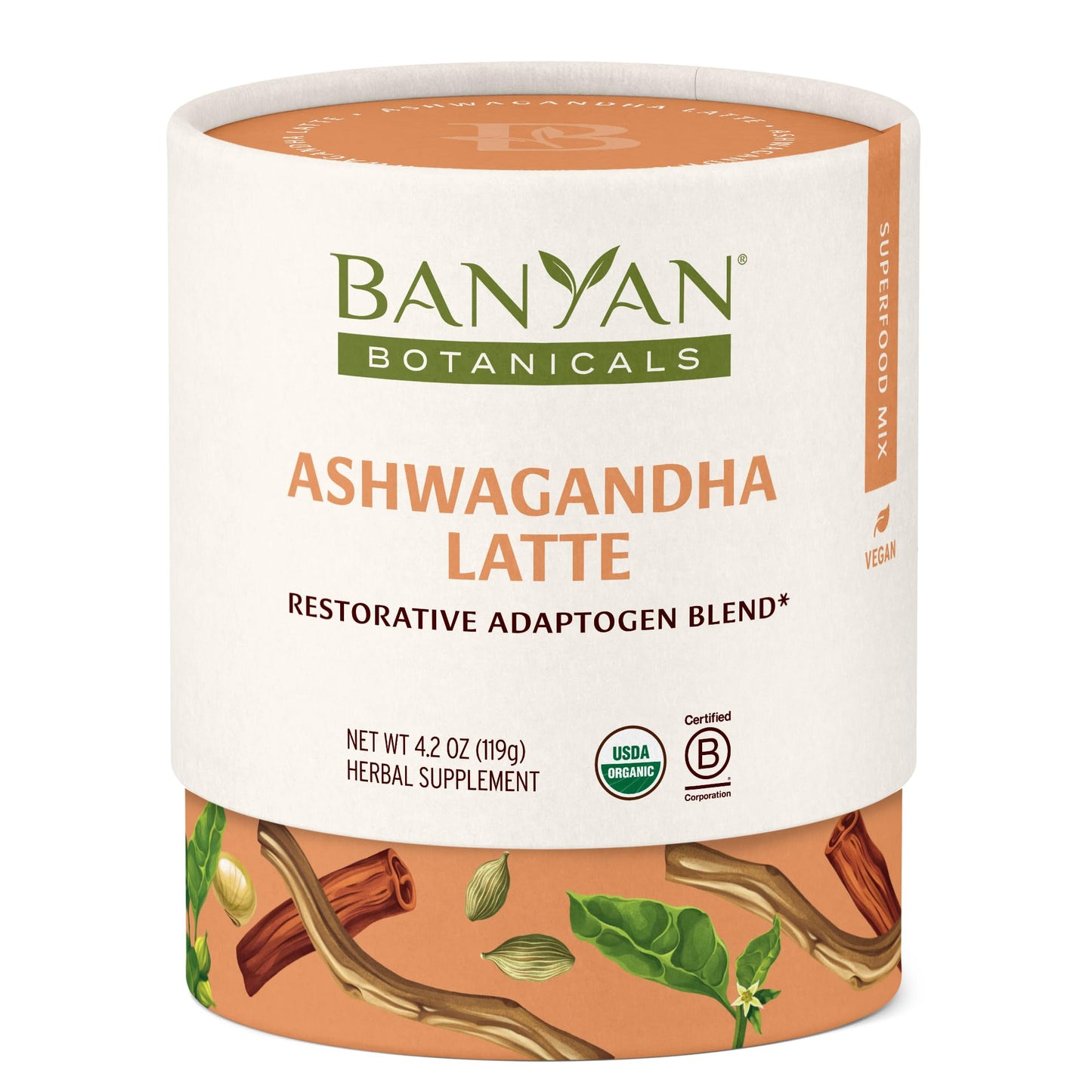 Banyan Botanicals Ashwagandha Latte Mix – Organic, Caffeine-Free Herbal Drink – 4.2 oz – Vegan, Non-GMO