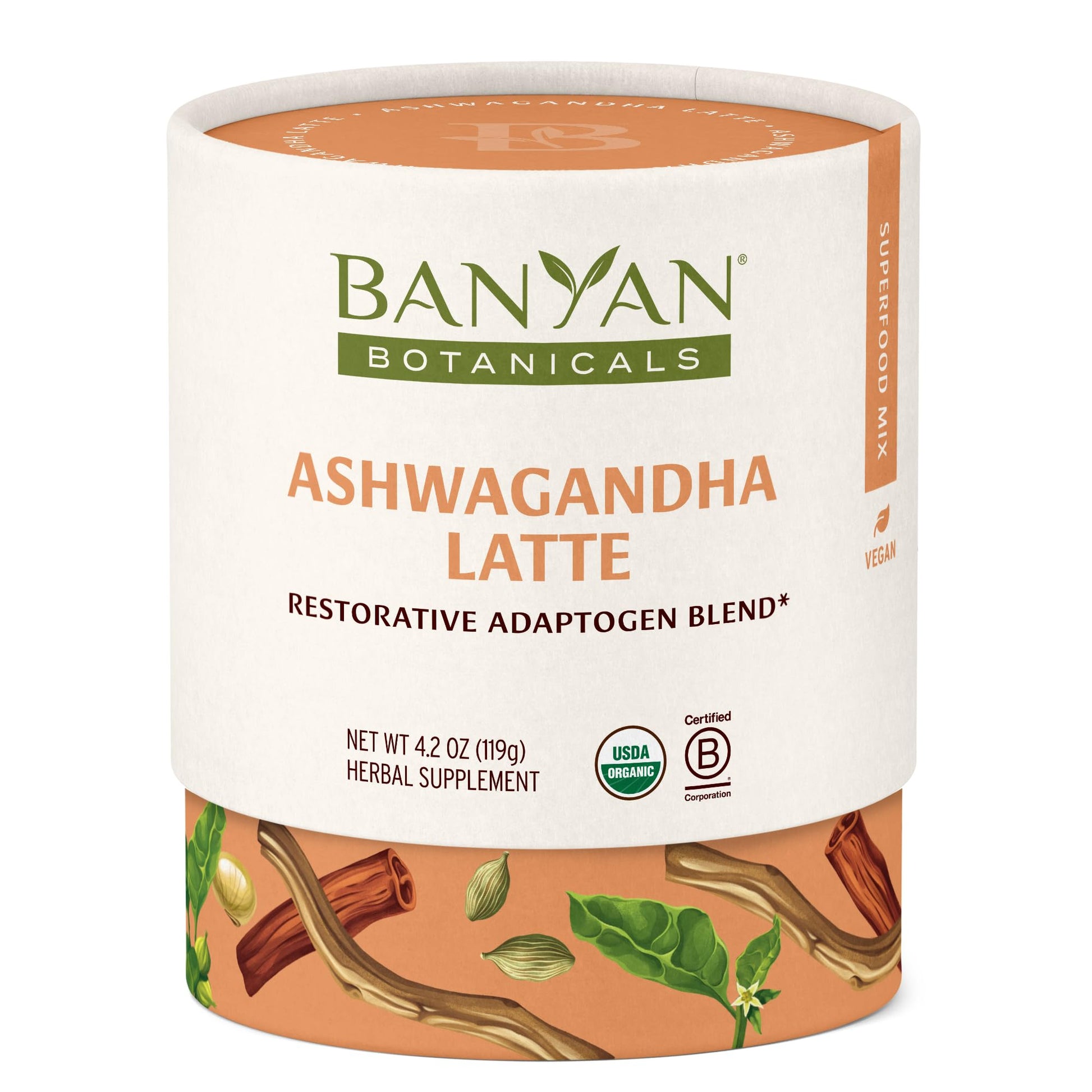 Banyan Botanicals Ashwagandha Latte Mix – Organic, Caffeine-Free Herbal Drink – 4.2 oz – Vegan, Non-GMO