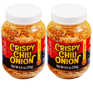 Lamai Farms Crispy Chili Onion - Vegan, Gluten-Free, Medium Spicy, Pack of 2 (4.4 oz each) - Perfect for Ramen, Sushi, Salad, and More!