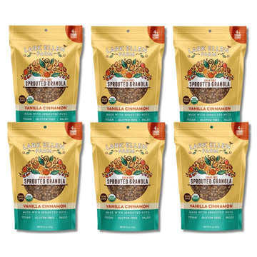 Lark Ellen Farm Vanilla Cinnamon Grain Free Granola Organic, Raw Sprouted Certified Organic Low Sugar Vegan Granola Clusters, Pa