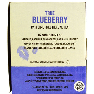 Celestial Seasonings True Blueberry Herbal Tea, 20 Count (Pack Of 18)