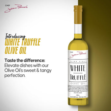 Chef Jean Pierre's Extra Virgin White Truffle Olive Oil, 200ml (7oz) Glass Bottle - Naturally Infused Flavor