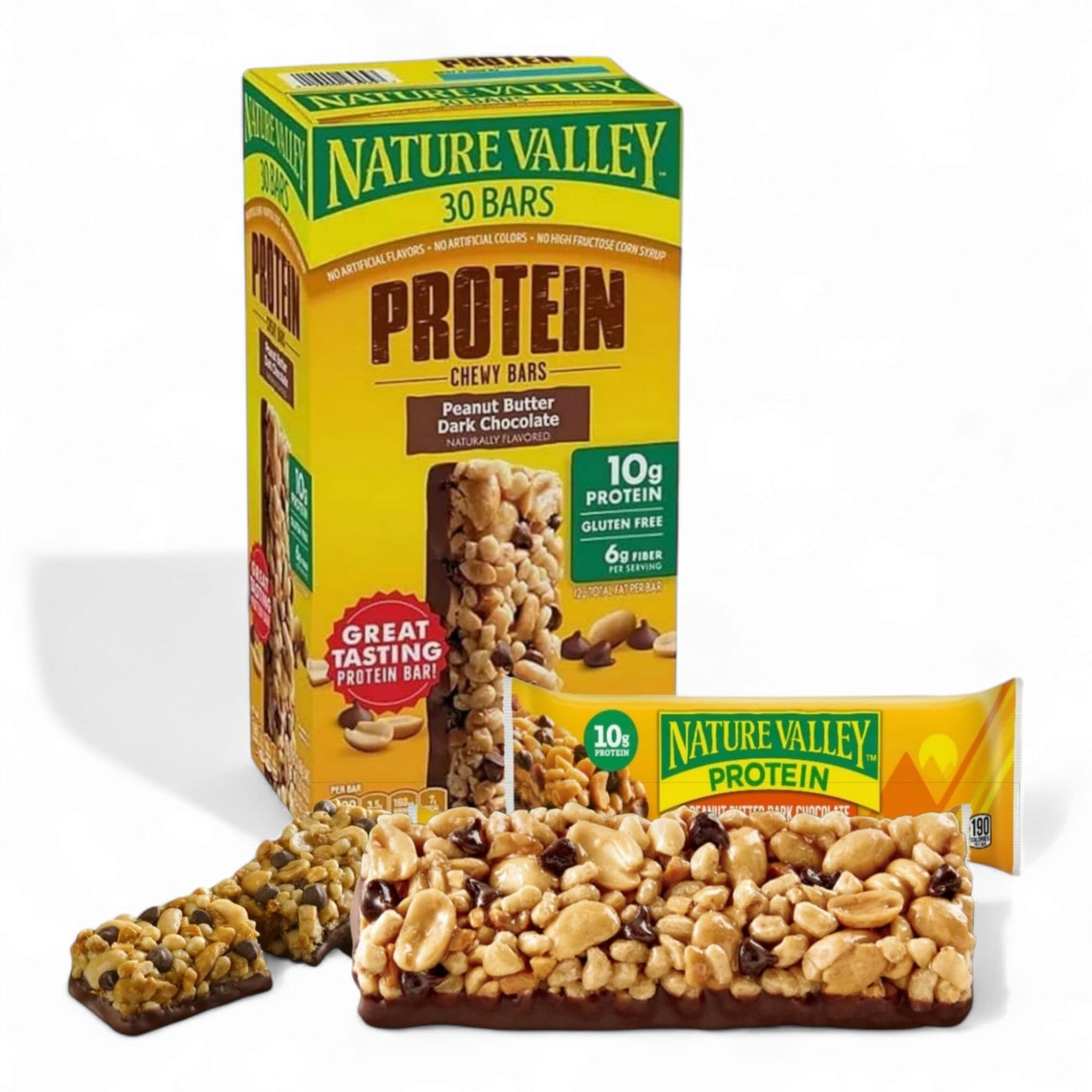 Nature- Valley Protein Bars, Peanut Butter Dark Chocolate, 30-Count - High-Protein Chewy Snacks, Perfect for On-the-Go Energy Cu