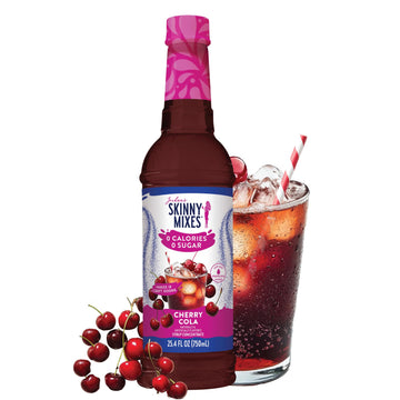 Jordans Skinny Mixes Sugar Free Syrup  Cherry Cola Flavor  Fruit Flavored Water Enhancer  Drink Mix for Iced Tea  Lemonade  Drinks  Low Calorie Water Flavoring  Dairy & Gluten Free Kosher  25.4 Fl Oz
