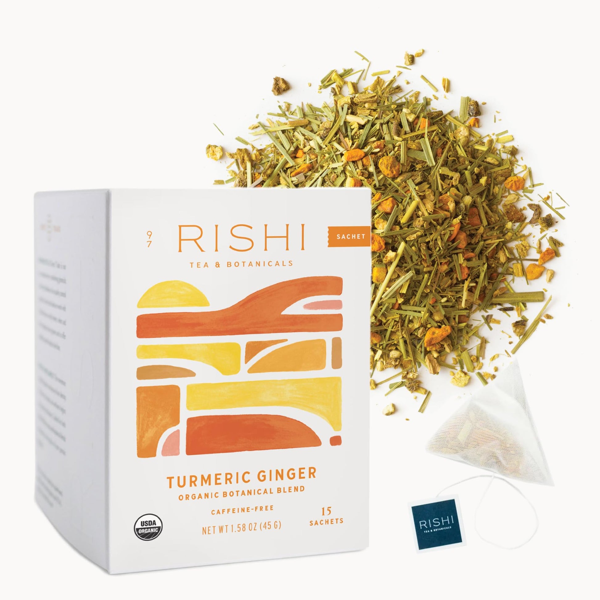 Rishi Tea Organic Energy Blend Free Tea Bags  Turmeric Flavor Blendger  15Count