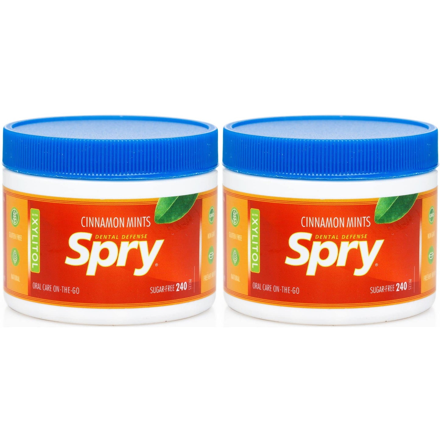 Spry Xylitol Cinnamon Mints Sugar Free Candy - Breath Mints That Promote Oral Health, Dry Mouth Mints That Increase Saliva Production, Stop Bad Breath, 240 Count (Pack Of 2)