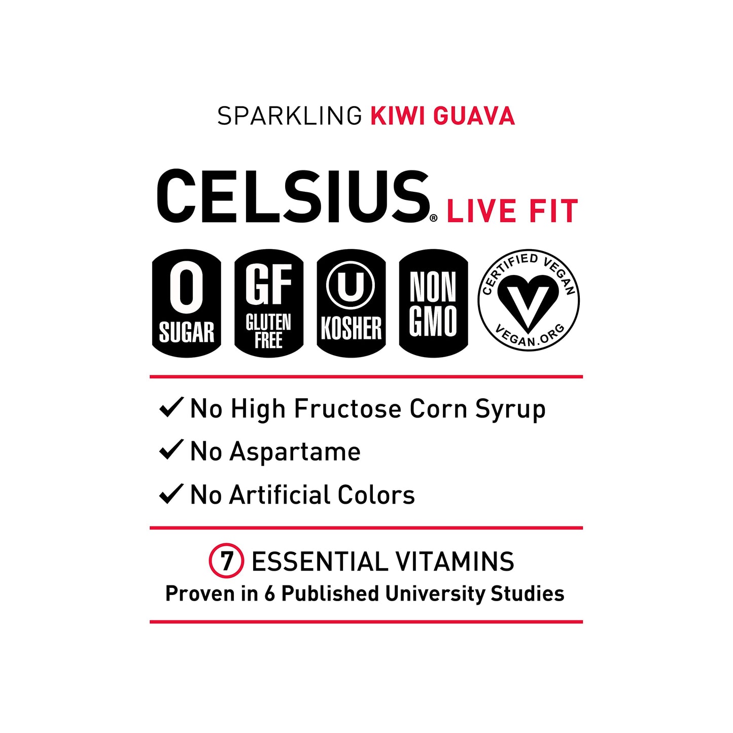 CELSIUS Sparkling Kiwi Guava Energy Drink, 12 Fl Oz Can, Pack of 24