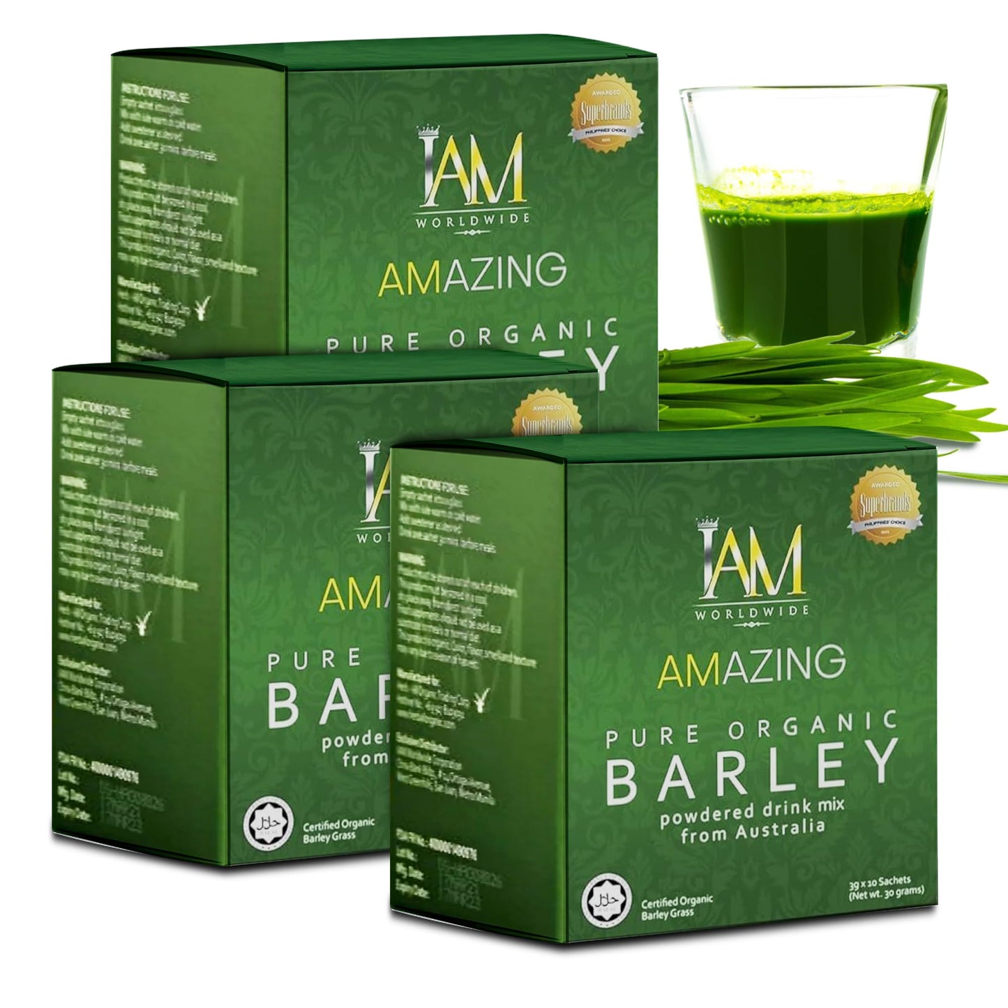 Iam Worldwide Amazing Pure Organic Barley Powdered Drink Mix - 3 Boxes