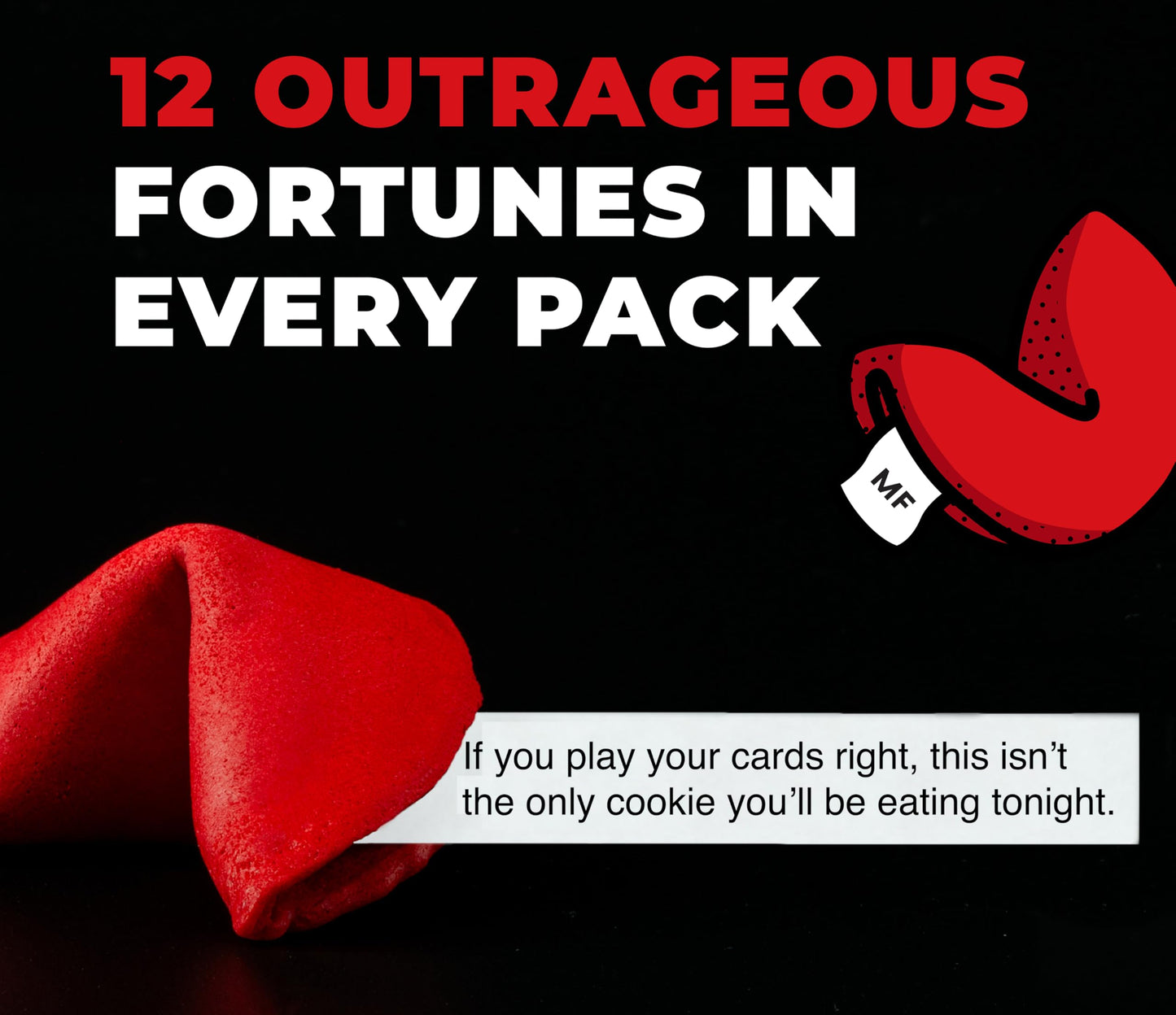 MISS FORTUNES Funny Fortune Cookies - Dirty Dozen, 12 Individually Wrapped Cookies for Date Night and Bachelorette Parties