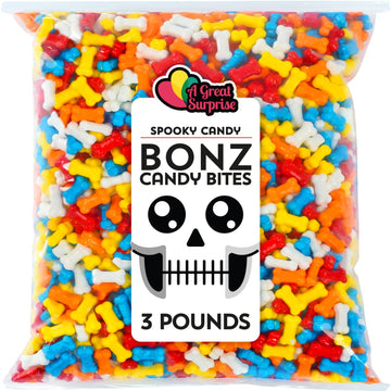 Candy Bones - 3 Pounds - Halloween Candy Bonz - Dog Bone Shaped Candy For Kids Birthdays, Themed Parties - Dog Bone Shape Candie
