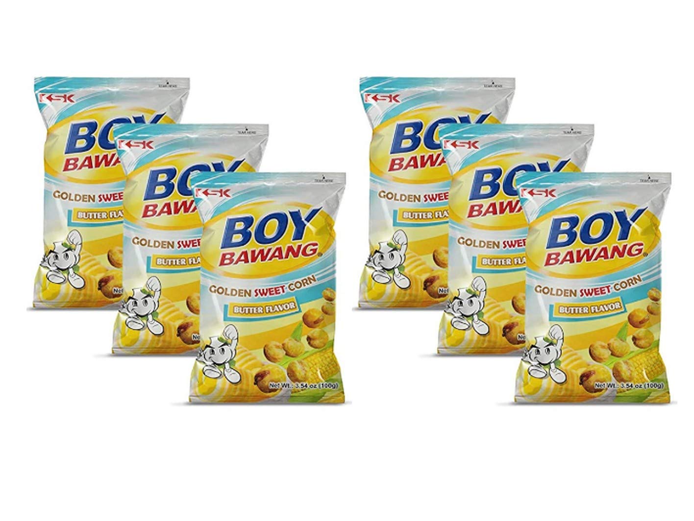 Boy Bawang Cornick, Butter - Crispy Tasty & Gluten-Free Corn Nuts (6 Pack, Total Of 600G)